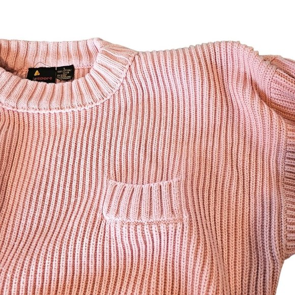 80s Pastel Pink Ribbed Chunky Sweater XS/S Cotton Soft Girl Kawaii Bubblegum - Picture 4 of 7
